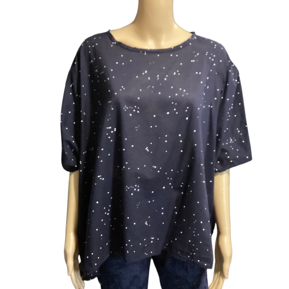 Eileen Fisher Organic Cotton Voile Splatter Print Boxy Top XS